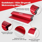 Goldblatt 16 Inch Drywall Skimming Blade, 0.3mm Stainless Steel Blade, Aluminum Body - Rigid Lightweight Drywall Knife with End Caps, Ergonomic Grip, for Mud, Repair Plaster Wall