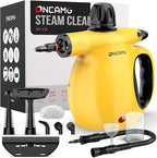 Pressurized Handheld Steam Cleaner -1050W Powerful Steamer for Grout, Oven Grease & Bathroom Mold with 10 Attachments | 3-5Min Heat-Up, 15oz (450mL) Tank | 221°F Heating Temperature