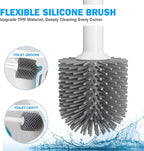 Toilet Plunger and Brush Set, Silicone Bowl Brush and Heavy Duty Toilet Plunger with Ventilated Holder, 2-in-1 Toilet Brush and Plunger Combo for 5.3-inch Toilet Drain Bathroom Deeply Cleaning