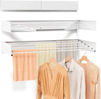 Wall Mounted Drying Rack for Laundry 31.5'', Folding Drying Rack Clothing Wall Mount with 5 Rods, Space Saving for Indoor Outdoor Bathroom Balcony (White 31.5")