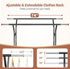 Raybee 74" W Clothes Rack Load 630 LBS, Clothing Racks for Hanging Clothes, Adjustable Heavy Duty Clothes Rack, Double Rods Metal Garment Rack for Bedroom Wardorbe Closet Living Room
