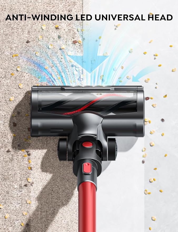 Cordless Cleaner, 450W 38KPA Stick Vacuum with Brushless Motor, Up to 55Mins, Smart Color Touch Display, Rechargeable Cordless Vacuum, Household Handheld Vacuum for Pet Hair/Carpet/Hard Floor