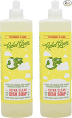 Rebel Green Super Deluxe Dish Soap - Plant-Based Sustainable Dishwashing Soap - Peppermint & Lemon Scent - 16 fl oz - 2 Pack