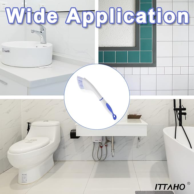 ITTAHO Floor Scrub Brush - 2 in 1 Deck Scrub Brush with Long Handle for Tile, Deck, Patio, Marble, Garage, Wall, Kitchen, Bathroom