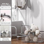 AUGMIRR Garment Rack With Storage Baskets,Clothing Rack for Hanging Clothes, Multi-functional Bedroom Clothes Rack with Wheels for Bedroom, Living Room, Easy Assembly (24inch length)