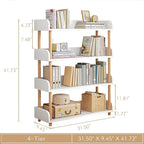 4-Tier Wooden Open Bookcase - Modern Display Bookshelf with Side Panels and Solid Wood Frame for Home and Office, Storage Cabinet, Warm White