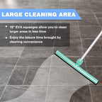 18" Floor Squeegee with 43" Adjustable Aluminum Handle Light Duty Magic Broom for Floor,Garage Courtyard Shower Bathroom Floor Marble Glass Tile Water Foam Cleaning