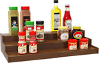 Spice Rack Organizer for Cabinet, 3 Tier Expandable Bamboo Spice Storage, Great for Kitchen Cabinet, Cupboard,Pantry and More(Brown)
