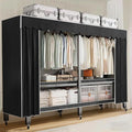 75in Heavy Duty Portable Closet with Cover 1200Ibs Foldable Covered Clothes Rack for Hanging Armoire Wardrobe Closet System Freestanding Coat Storage Garment Racks (190cm/74.8in（black）)