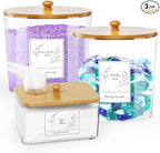 COAZEX 3 Pack Laundry Powder Container & Dryer Sheet Holder, Large Plastic Laundry Room Organization and Storage Jars with Lids, Labels & Scoops for Powder, Detergent, Scent Booster
