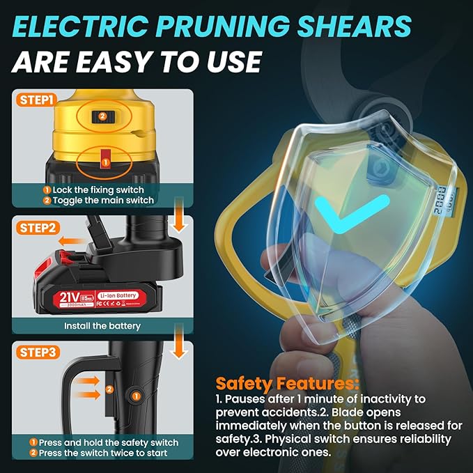 2-in-1 Pole Pruning Shears, 2.0 Inches Cutting Diameter Cordless Electric Pole Pruners - Brushless Motor, 2.0Ah*2 Batteries, SK7 Blade, 8.7FT Adjustable Branches Cutter for Tree Trimming