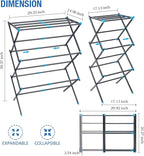 APEXCHASER Clothes Drying Rack, 3-Tier Laundry Drying Rack for Clothes, Expandable Metal Clothing Dryer, Collapsible Towel Rack, Air Drying Rack, Graphite