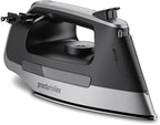 Proctor Silex Steam Iron for Clothes with Durable Stainless Steel Soleplate, 1500 Watts, 8’ Retractable Cord, 3-Way Auto Shutoff, Anti-Drip, Gray and Black (14250)