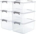Citylife 6 Packs 17 QT Plastic Storage Bins with Lids Large Stackable Storage Containers for Organizing Clear Storage Box for Garage, Closet, Kitchen