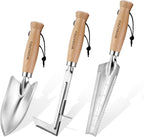 WORKPRO Garden Tool Set, 3 Pcs Gardening Hand Tools with Wood Handle, Weed Puller, Crack Weeder, Hand Trowel, for Planting, Digging, Weeding, Ideal Gardening for Women & Men