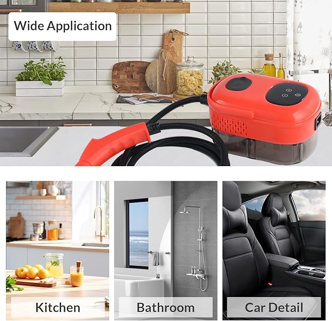 Handheld Steam Cleaner, Steam Shot Cleaner, 2500W High Heat Steamer for Bed Bugs, High Temperature Steamer for Car Detailing, Grout Steam Cleaner for Couch, Windows, Kitchen, Bathroom, Home