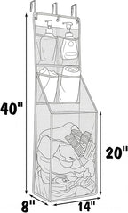 ALYER Multi-Scene Suitable Hanging Mesh Laundry Basket,Behind The Door Storage Organizer for Laundry,RV,Dorm,Bathroom,Bedroom,Pantry, Nursery,Kitchen,White