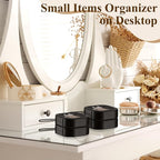 Kathfly 4 Pcs Black Hair Tie Organizer Portable Hair Accessory Storage Containers Stackable Tie Bobby Pin Holder Home Cotton Swab Dispenser Accessories Jewelry Organizer Box