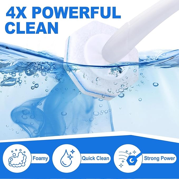 50 Count Toilet Wand Refills for Clorox ToiletWand,4X Cleaning Power Toilet Bowl Cleaner Refill Pads,Disposable Toilet Brush Scrubber Refills for Bathroom Cleaning,No Falling Apart