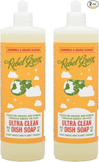 Rebel Green Super Deluxe Dish Soap - Natural Dishwashing Soap - Liquid Dish Detergent - Sustainable Dish Liquid Scented with Orange & Chamomile