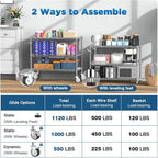 Leteuke 1120LBS Heavy Duty Rolling Utility Cart,3 Tier Rolling Carts with Wheels,NSF Commercial Grade with Handle Bar & Shelf Liners,45"x25"x39"Storage Cart for Kitchen,Restaurant,Plant Display,Chrome