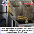 4-Pack L-Shaped Deep Fryer Cleaning Brush, Up to 750F High Heat Resistant Metal Bristles Fryer Cleaning Brush for Food Debris & Grease in Kitchen & Restaurants Deep Fryers Coil by FryOilSaver Co. B53C