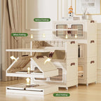 Stackable Storage Bins, Folding Storage Bins with Lids and Doors, Open Front Folding Storage Box with Wheels Plastic Storage Containers (4 Tier (Side Windows Not Visible), 55 Qt)