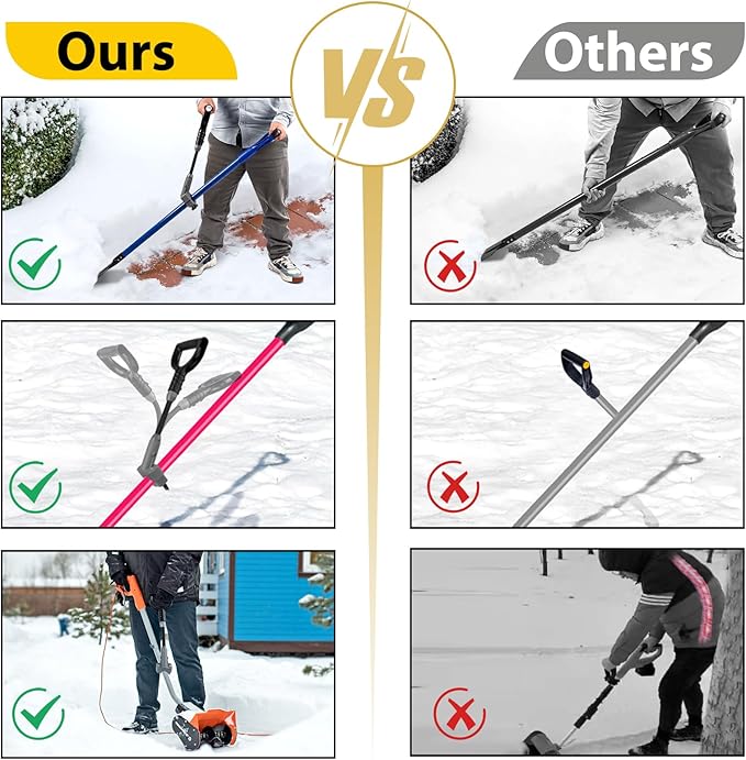 Universal Shovel Handle, Strain-Reducing Elasticity Snow Shovel Handle Ergonomic Back Saver Attachment for Snow Shovels, Rakes, Weed Eater,String Trimmer, Gardening Tools