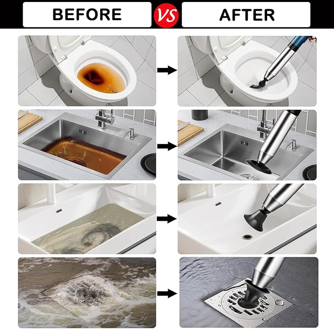 Electric Heavy Duty Toilet Plunger for Toilet, High Pressure Air Hair Drain Clog Remover for Bathroom, Snake Drain Unclogger Drain Tool for Drain, Kitchen Clogged