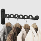 Wall Mounted Clothes Hanger Rack Foldable Drying Rack Hook Folding Indoor for Laundry Room Organization Bedroom Collapsible Racks Perfect for Small Spaces, 6 Hole Black 1 Packs