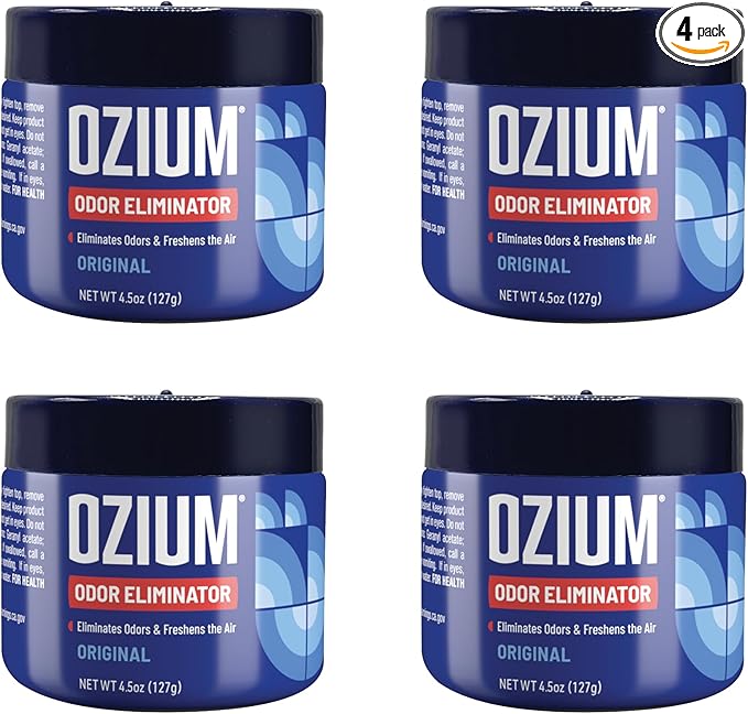 Ozium 4.5 Oz. Odor Eliminating Gel for Homes, Cars, Offices and More, Original, 4 Pack