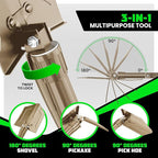 RHINO USA Folding Survival Shovel w/Pick - Heavy Duty Carbon Steel Military Style Entrenching Tool for Off Road, Camping, Gardening, Beach, Digging Dirt, Sand, Mud & Snow - Tan