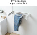 Clothes Drying Rack, Laundry Hanging Rack Collapsible, Wall Mounted Drying Rack for Laundry, Foldable Drying Rack Indoor Outdoor, 31.5" Wide, 5 Aluminum Rods, 60 lb Capacity (White 31.5")