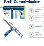 Professional Squeegee - Premium Quality Silicone Rubber Blades with Ergonomic Handle for Streak-Free Cleaning - Perfect for Windows, Shower Doors, and Railings