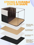 BALEINE 3 Pack Fabric Storage Bins for Shelves, Linen Storage Baskets for Organizing, Decorative Closet Bins for Clothes, Home (Black, 17''x13''x10.5'')