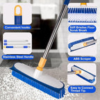 ITTAHO Floor Scrub Brush - 2 in 1 Deck Scrub Brush with Long Handle for Tile, Deck, Patio, Marble, Garage, Wall, Kitchen, Bathroom