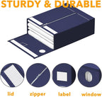 SpaceAid 9 Pack Bed Sheet Organizers and Storage, Foldable Sheet Organizer with Window for Linen Closet, Set Folder Keeper for Queen & King Size Bedding Storage (Navy Blue)