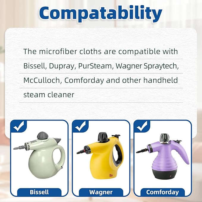 LOVECO 10 Pack Universal Steam Cloths for Handheld Steam Cleaner, Compatible with Bissell Steam Shot, Comforday, Wagner Spraytech etc - Reusable Washable Microfiber Rags - Peacock Blue