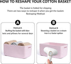 Large Storage Baskets for Organizing, Closet Shelf Baskets for Clothes Blanket Towels, Baby Nursery, Toy Bins Box, Woven Rope Baskets, 17 x 13 x 7.5”, 4 Packs Light Pink