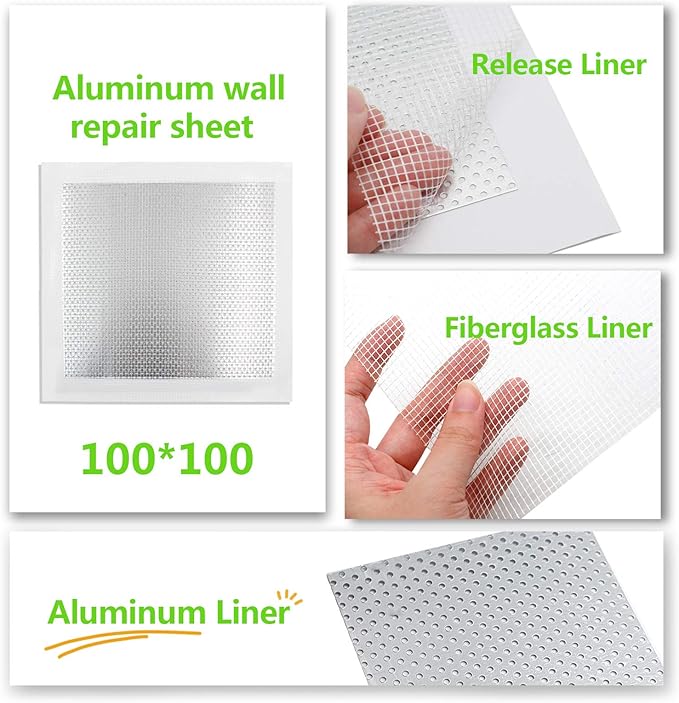 8pcs Drywall Repair Patch, 4" x 4" Drywall Patch Self Adhesive Aluminum Wall Repair Patch Kit