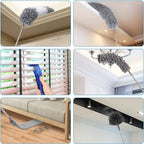 Microfiber Extendable Feather Duster (11pcs) with 100" Extension Pole, Washable Reusable Bendable Dusters for Cleaning Ceiling Fan, High Ceiling, TV, Blinds, Cars