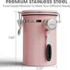 Veken Coffee Canister with Window, Airtight Stainless Steel Kitchen Food Storage Container with Lids, Date Tracker and Scoop for Grounds Coffee, Beans, Tea, Flour, Cereal, Sugar Jars, 22OZ, Pink