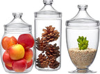 Amazing Abby - Adore - Plastic Apothecary Jars (3-Piece Set, 52/46/46 oz) (NOT Glass), Acrylic Jars with Lids, Bathroom Canisters, Candy Buffet, Wedding Display, BPA-Free and Shatter-Proof