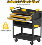 5-Tier Rolling Tool Cart on Wheels, Tool Storage Organizer for Mechanic, Heavy Duty Utility Cart with Drawers, Pegboards, Locking System, Suitable for Garage, Workshop, Warehouse