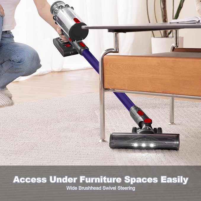 Cordless Vacuum Cleaner, Vacuum Cleaners for Home, 50KPA 500W Stick Handheld Pet Hair Hardwood Floor Vac, High Power Hand Held Rechargeable Battery Portable Household Lightweight Vac, C11 Purple