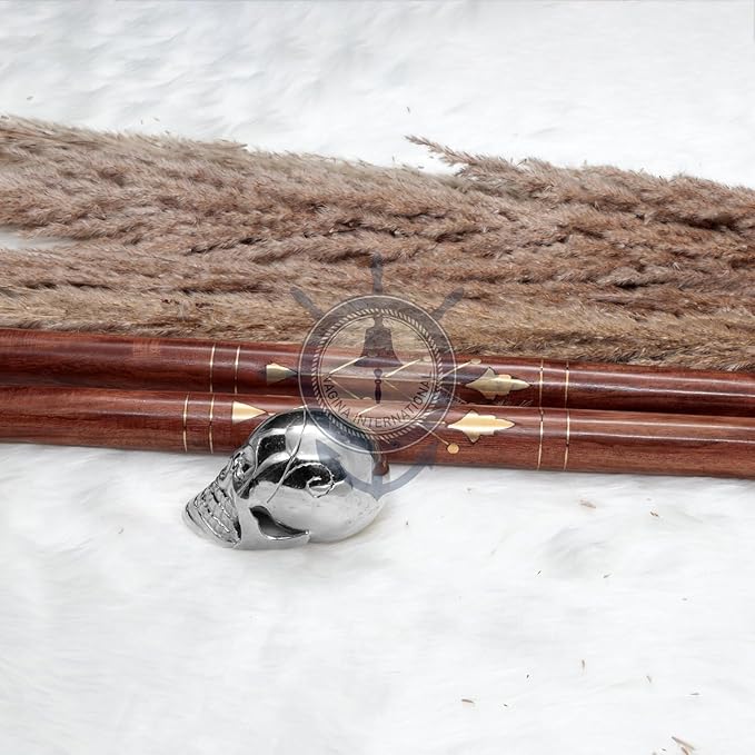 Deluxe Walking Sticks | Rosewood Crafted Cane with Solid Brass Chrome Decorative Bars | Nagina International