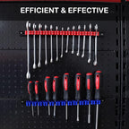 AIRTOON 10 PCS Screwdriver & Wrench Organizer, Plastic Rail Wrench Hanger with Clips, Pegboard Tool Holder, Wear Resistance Improved