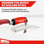 Goldblatt Venetian Plaster Finishing Trowel Set, 3 Pieces Polished Stainless Steel Drywall & Concrete Trowels with Soft Grip Handle, Paint Plastering & Marmorino Finishing Tools, Trapezoid Blade