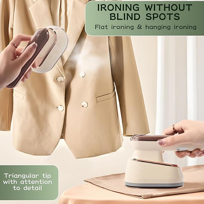 Portable Clothing Steamer, 800W 2-In-1 Iron & Clothes Steamer,A 30S Fast Preheating High-Power Clothing Wrinkle Remover That Is Not Picky About Fabrics and Suitable for Both Home & Travel (Beige)