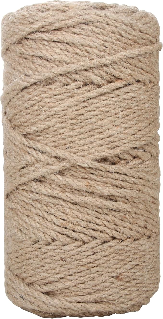 Natural Jute Rope 3mm x109 Yard 3 Strand, ZUEXT Handmade Jute Twine String,Burlap Hemp Rope for Artworks Gardening Bundling Camping DIY Crafting Knitting Plant Hanger Gift Wrapping Decor(100m)